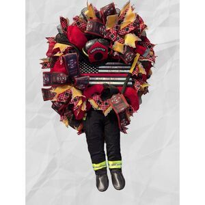 Custom made Fire Fighter theme large wreath
